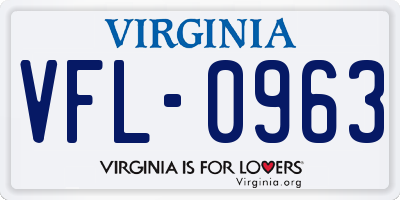 VA license plate VFL0963