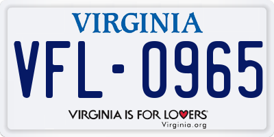 VA license plate VFL0965