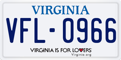 VA license plate VFL0966