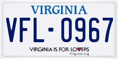 VA license plate VFL0967