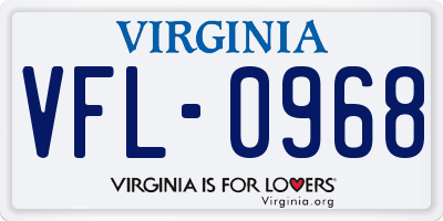 VA license plate VFL0968