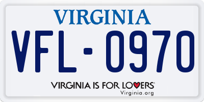 VA license plate VFL0970