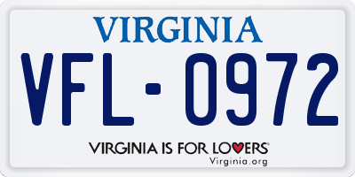 VA license plate VFL0972