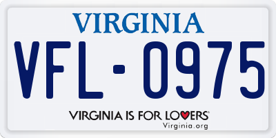 VA license plate VFL0975