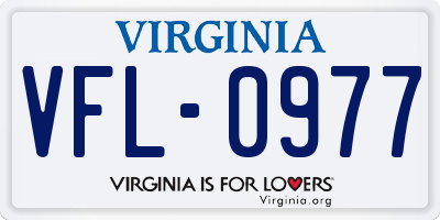 VA license plate VFL0977