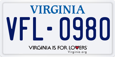 VA license plate VFL0980