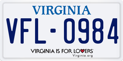 VA license plate VFL0984
