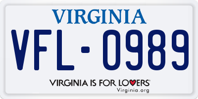 VA license plate VFL0989