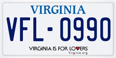 VA license plate VFL0990