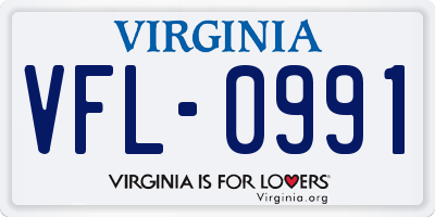 VA license plate VFL0991