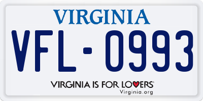 VA license plate VFL0993