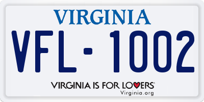 VA license plate VFL1002