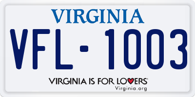 VA license plate VFL1003