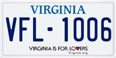 VA license plate VFL1006