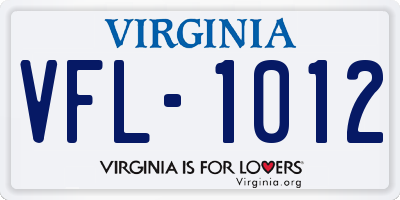 VA license plate VFL1012