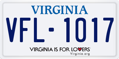 VA license plate VFL1017