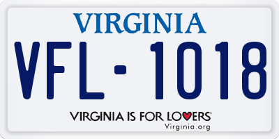 VA license plate VFL1018