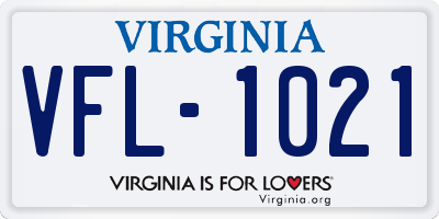 VA license plate VFL1021