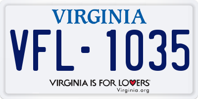 VA license plate VFL1035