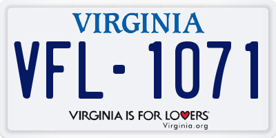 VA license plate VFL1071