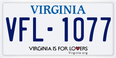VA license plate VFL1077