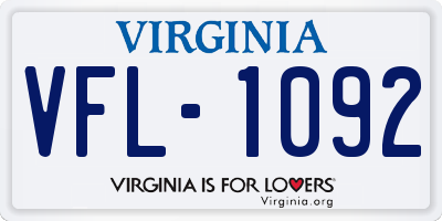 VA license plate VFL1092