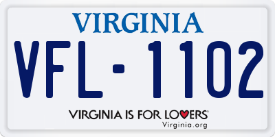 VA license plate VFL1102
