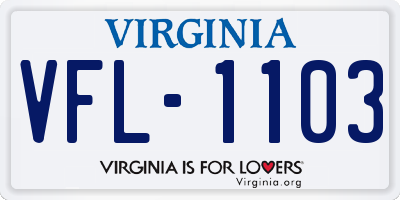 VA license plate VFL1103