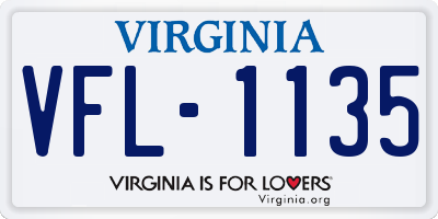VA license plate VFL1135
