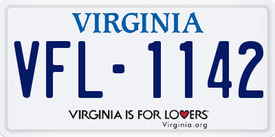 VA license plate VFL1142