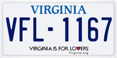 VA license plate VFL1167