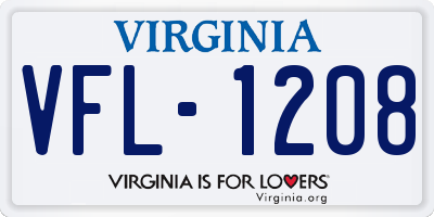 VA license plate VFL1208