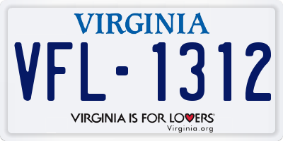 VA license plate VFL1312