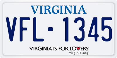 VA license plate VFL1345