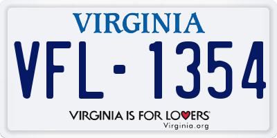 VA license plate VFL1354