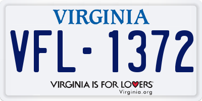 VA license plate VFL1372