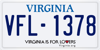 VA license plate VFL1378