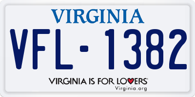 VA license plate VFL1382