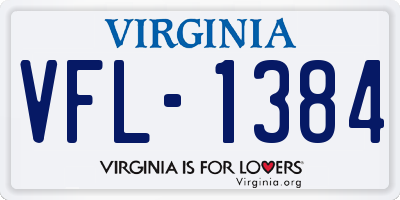 VA license plate VFL1384