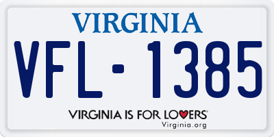 VA license plate VFL1385
