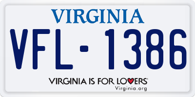 VA license plate VFL1386