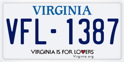 VA license plate VFL1387