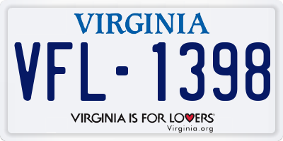 VA license plate VFL1398