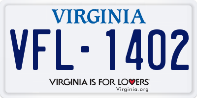 VA license plate VFL1402