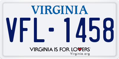 VA license plate VFL1458