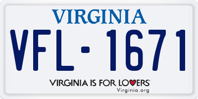 VA license plate VFL1671