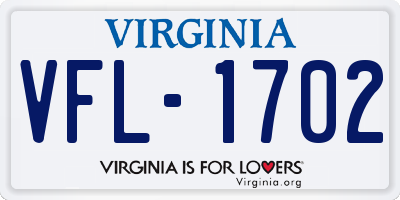 VA license plate VFL1702