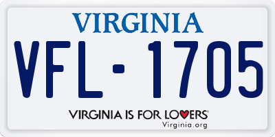 VA license plate VFL1705