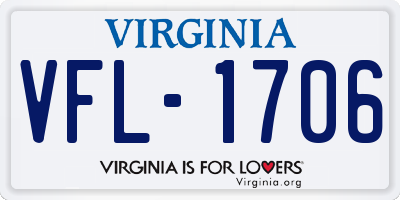 VA license plate VFL1706