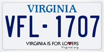 VA license plate VFL1707
